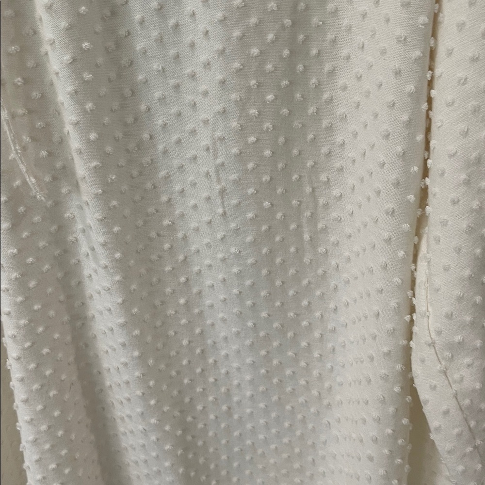 J. Crew Clip-dot smocked-neck top blouse cream ivory long sleeve size M - Picture 3 of 11
